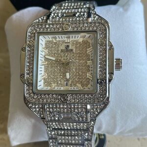 Elegant Silver Watch with Crystal Detailing